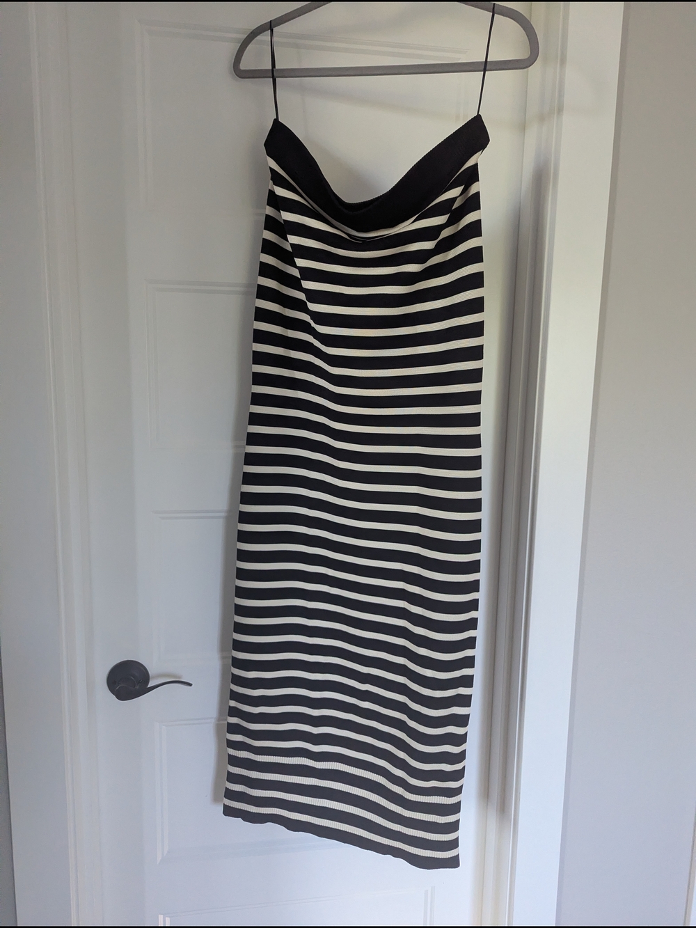 J. Crew Black and White Striped Knit Dress